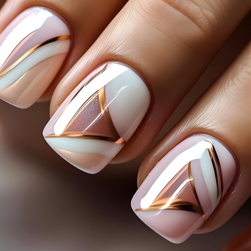 Nail Art Press On - 24 pièces/ensemble mignon doux court carré