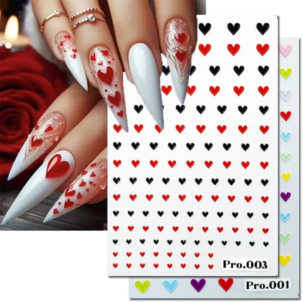 Nail Art Valentines Day - Autocollants 5D en relief pour nail