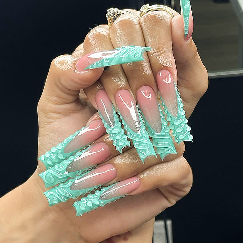 Nail Art Pink - 24 pièces 3D goutte d'eau faux