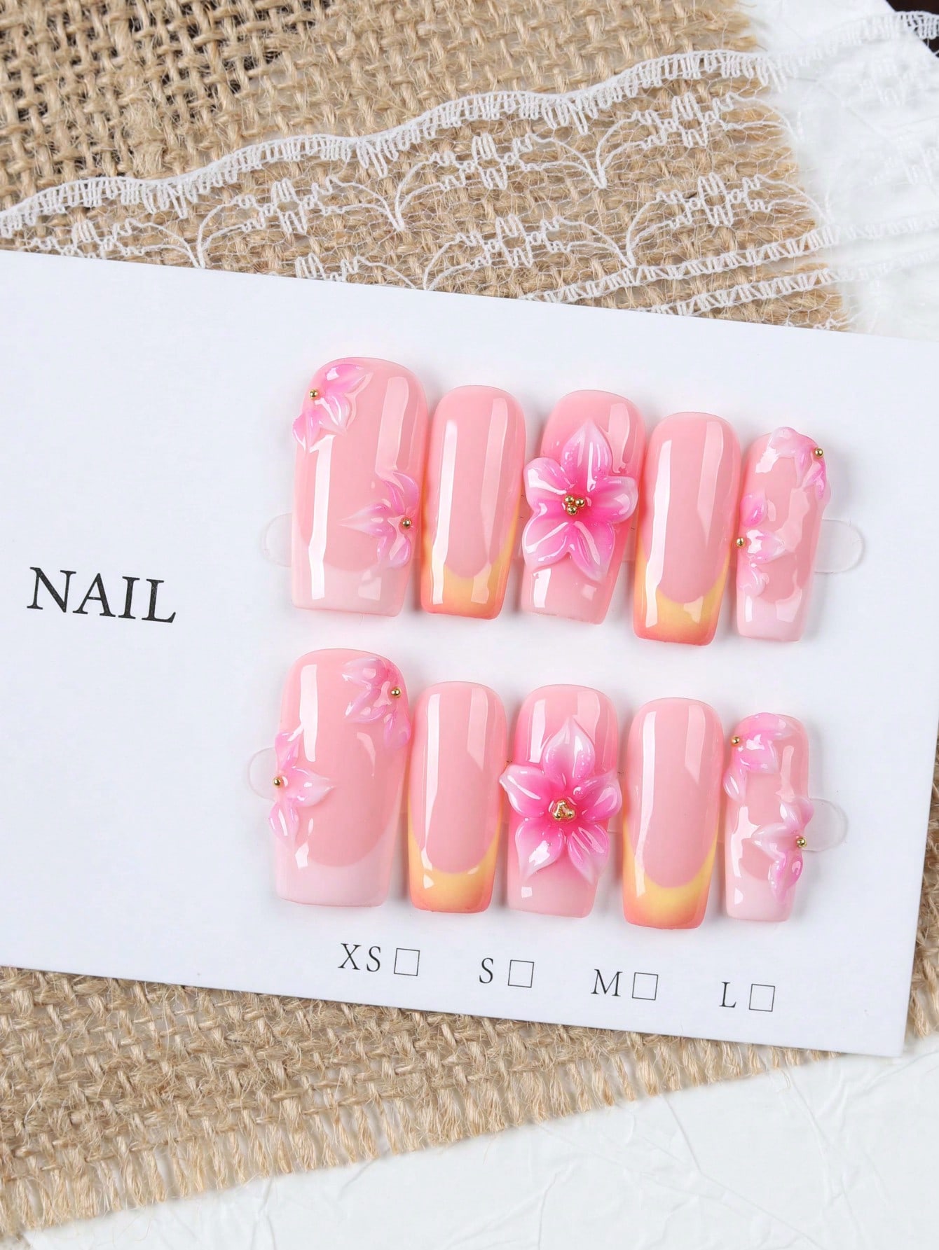 Nail Art Pink - 10 faux ongles à presser de