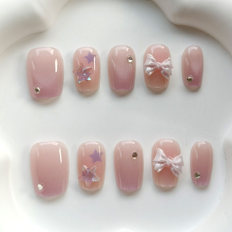 Nail Art Pink - 10 faux ongles réutilisables pour adolescentes,