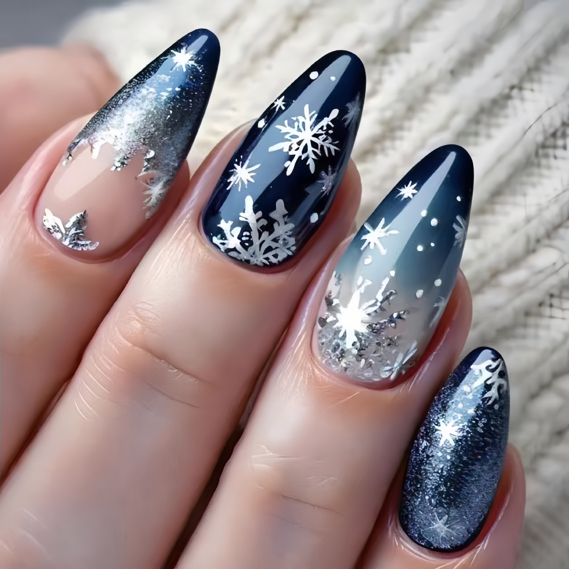 24 faux ongles de Noël bleus,  - Nail Art Press On avis et prix