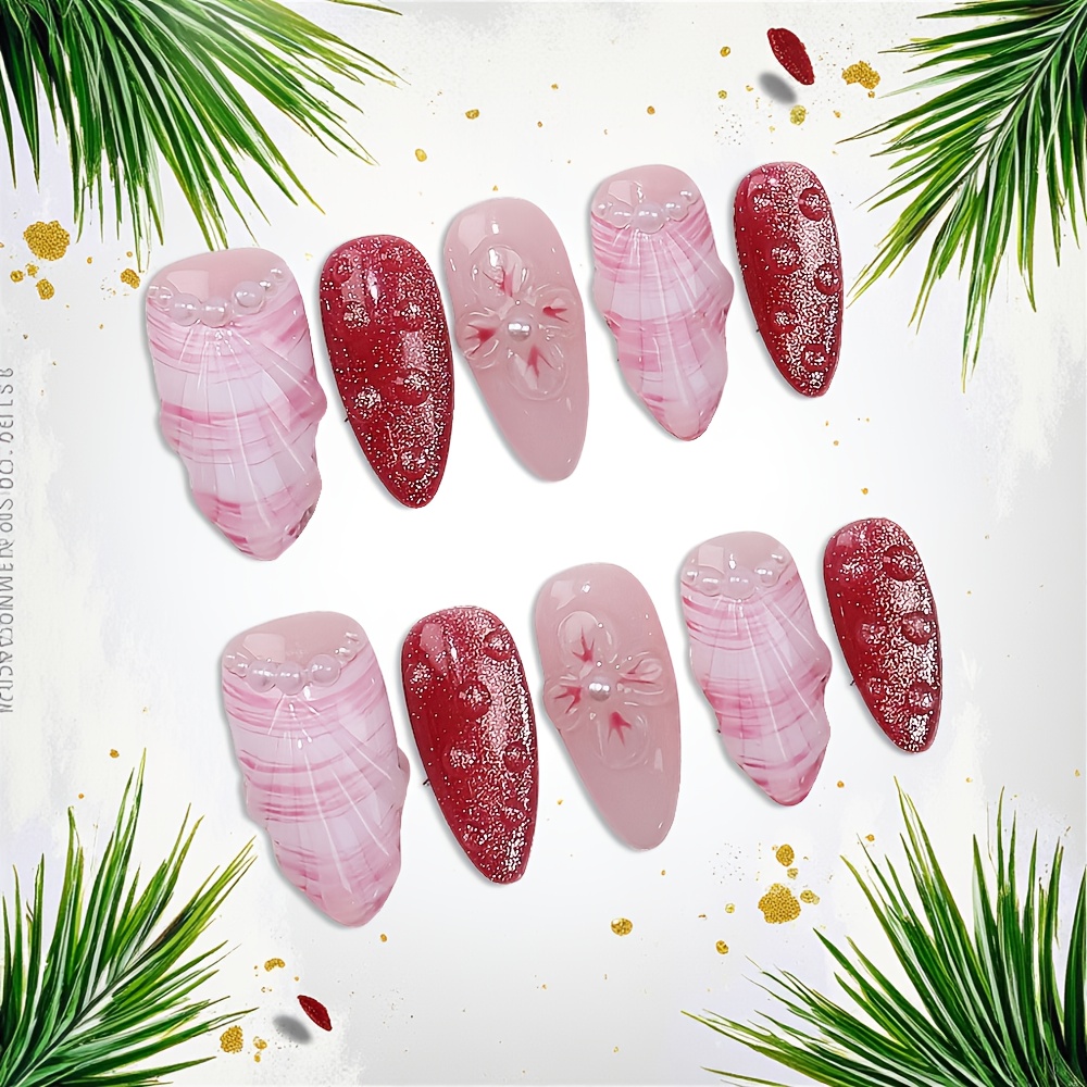 Kit de 10 faux ongles press-on - Nail Art Pink avis et prix